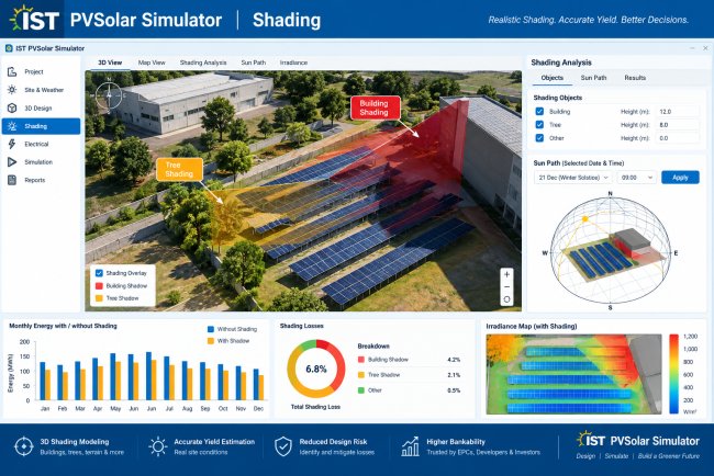 Shading in IST PVSolar Simulator